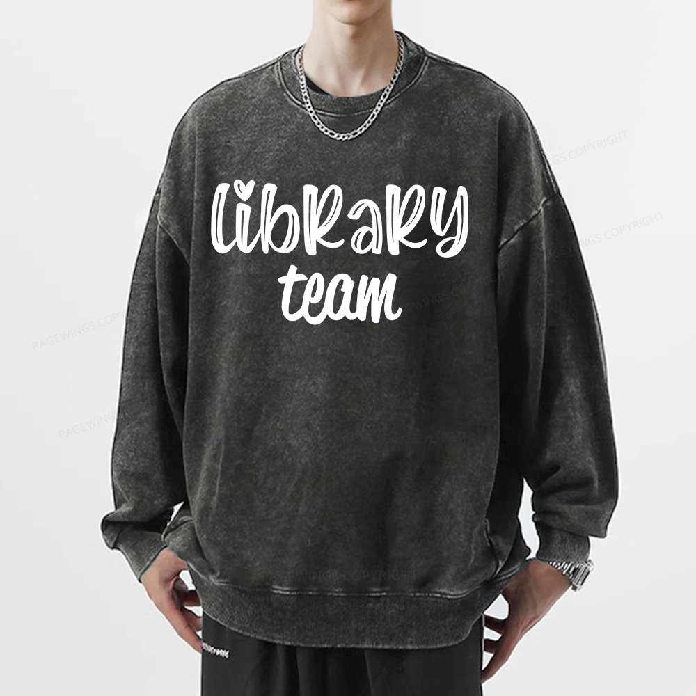 Pagewings Library team Shirt Unisex Washed Sweatshirt