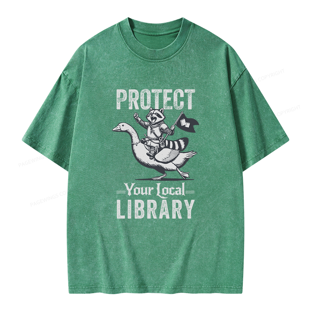 Pagewings Protect Your Local Library Unisex Washed T-shirt