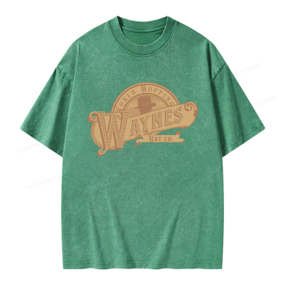 Pagewings World Hopping Waynes Hat Co Unisex Washed T-shirt