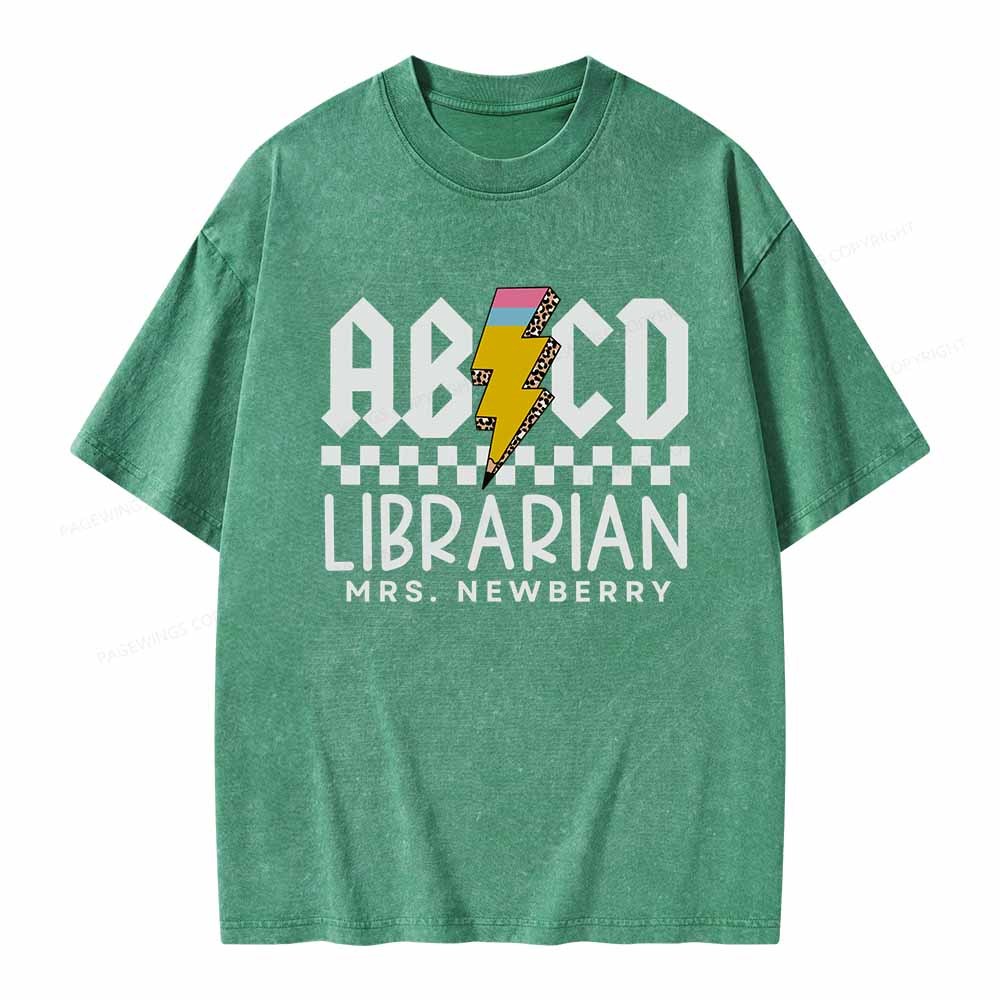 Pagewings Personalized Librarian Shirt TShirts Gift for School Library Sciences Unisex Washed T-shirt