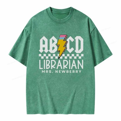 Pagewings Personalized Librarian Shirt TShirts Gift for School Library Sciences Unisex Washed T-shirt