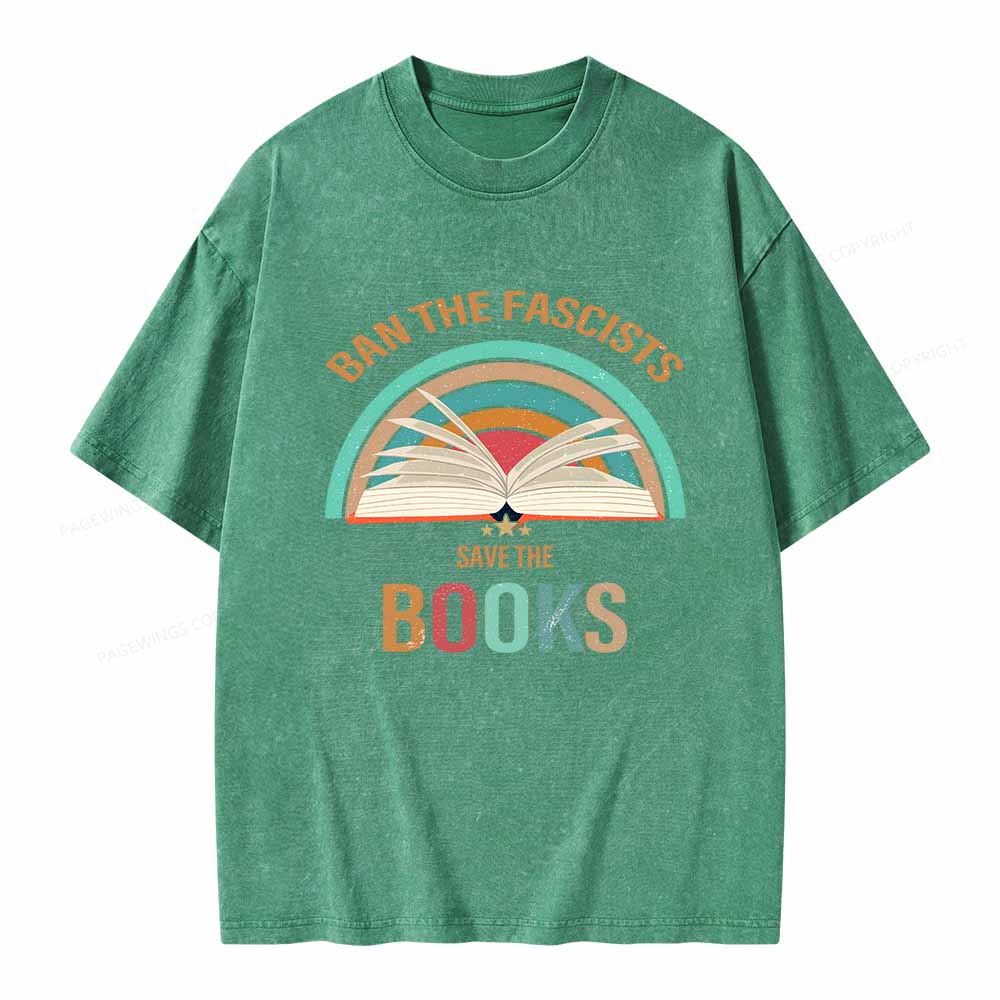 Pagewings Ban The Fascists Save The Books Unisex Washed T-shirt