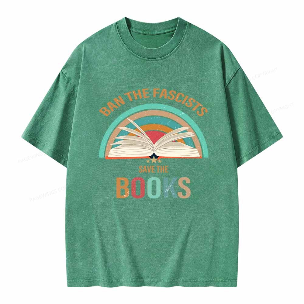Pagewings Ban The Fascists Save The Books Unisex Washed T-shirt