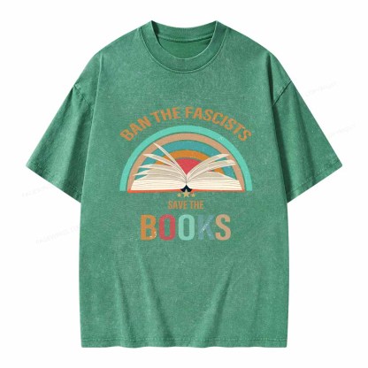 Pagewings Ban The Fascists Save The Books Unisex Washed T-shirt