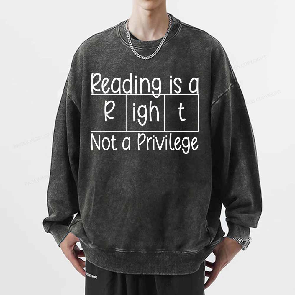 Pagewings Reading is a Right Not a Privilege Unisex Washed Sweatshirt