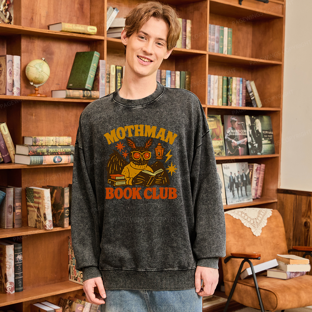 Pagewings Mothman Book Club Unisex Washed Sweatshirt