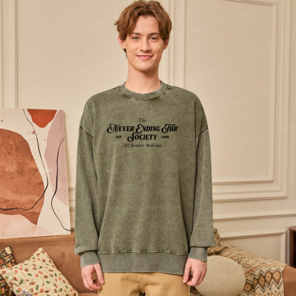 Pagewings Never Ending TBR Society Unisex Washed Sweatshirt