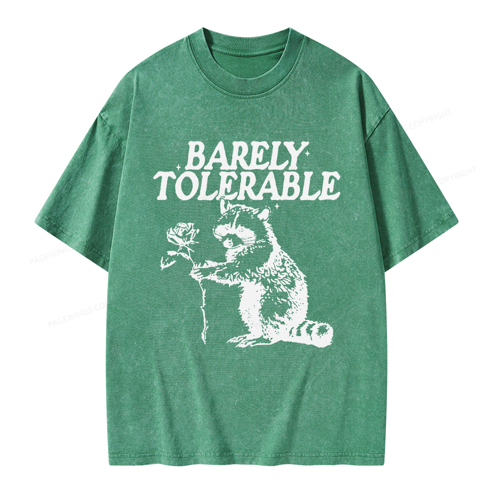 Pagewings Raccoon Barely Tolerable Unisex Washed T-shirt