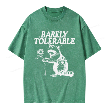 Pagewings Raccoon Barely Tolerable Unisex Washed T-shirt