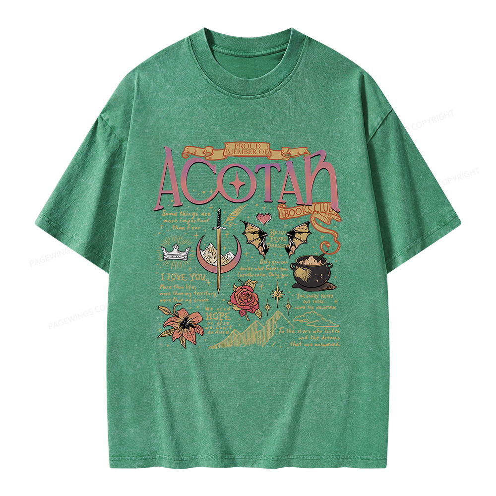 Pagewings Fantasy Book Unisex Washed T-shirt