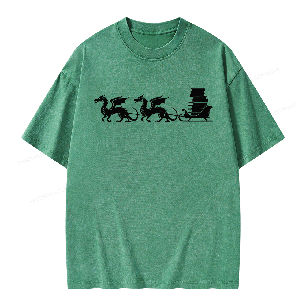 Pagewings Dragon Christmas Unisex Washed T-shirt