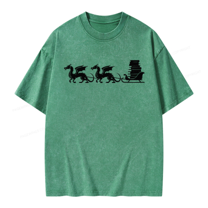 Pagewings Dragon Christmas Unisex Washed T-shirt