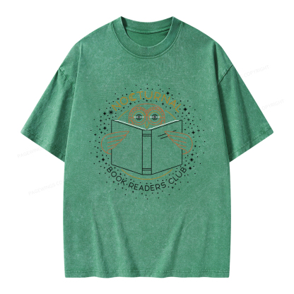 Pagewings Nocturnal Book Readers Club  Unisex Washed T-shirt