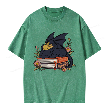 Pagewings Dragon Book Unisex Washed T-shirt