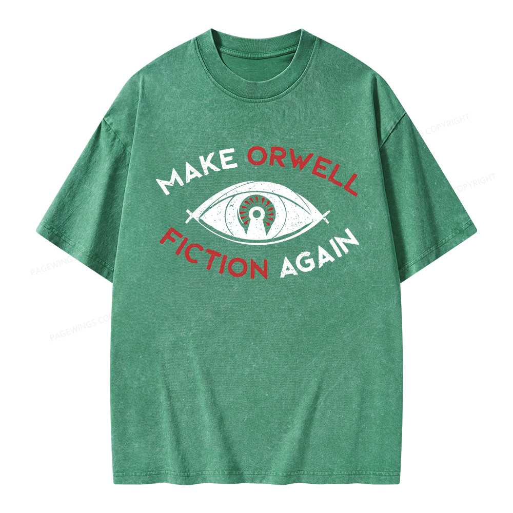 Pagewings Make Orwell Fiction Again Unisex Washed T-shirt