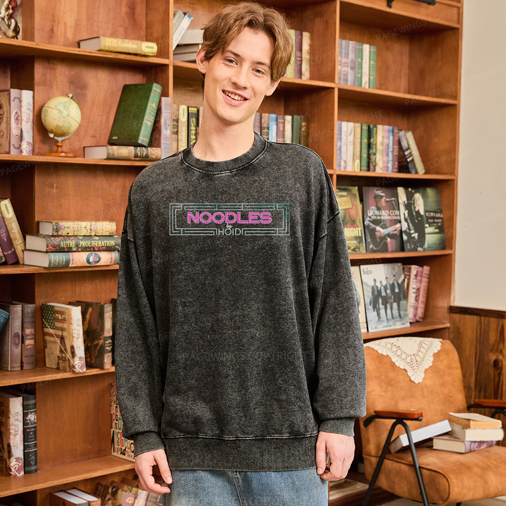 Pagewings Fantasy Book Noodles Unisex Washed Sweatshirt