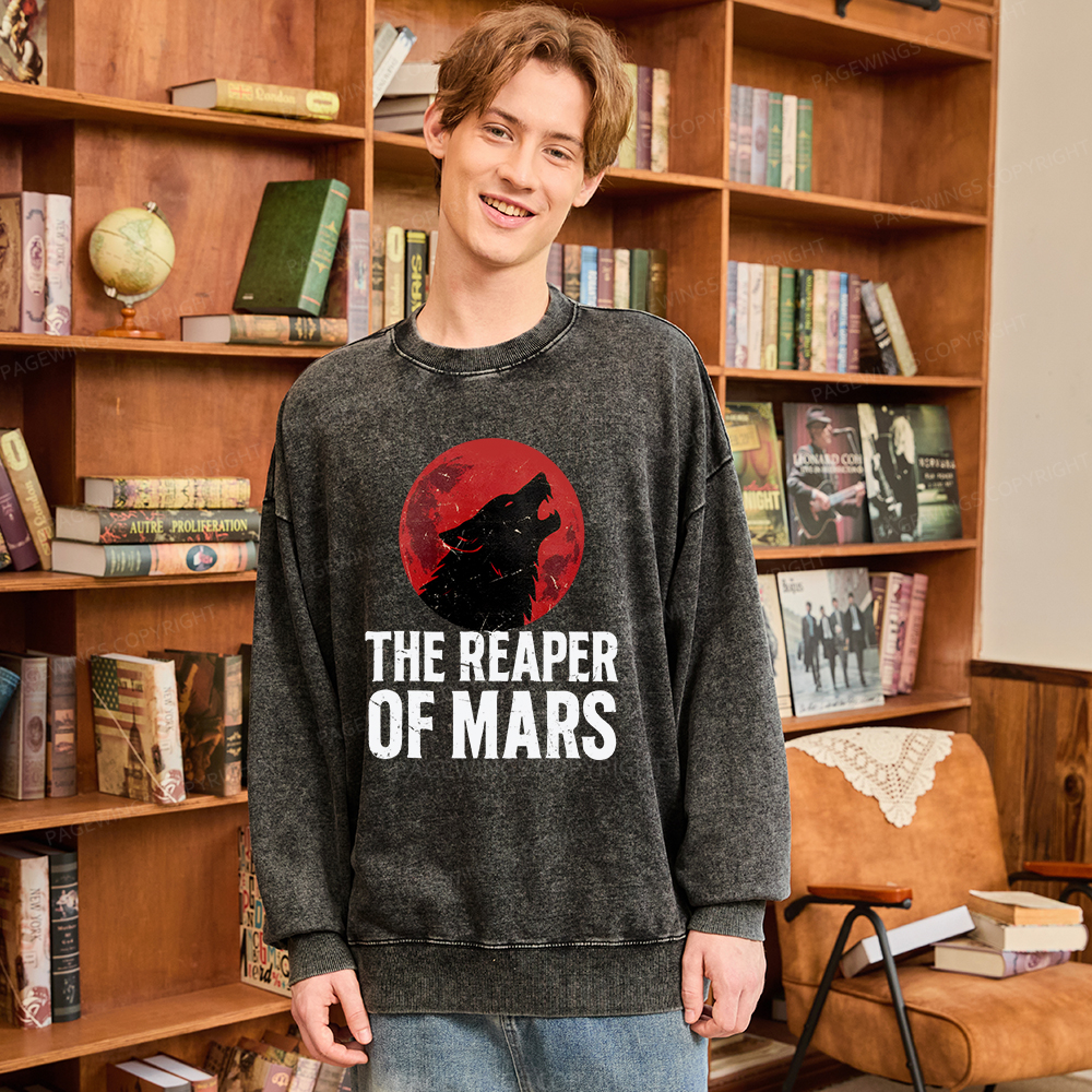 Pagewings The Reaper of Mars Unisex Washed Sweatshirt