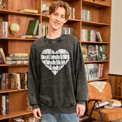 Pagewings Book Lover Valentine's Day Unisex Washed Sweatshirt