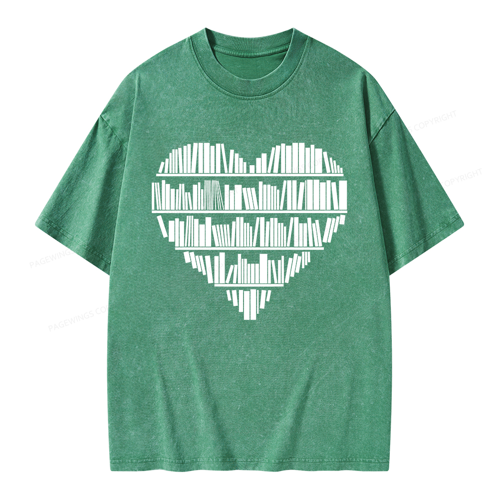 Pagewings Book Lover Valentine's Day Unisex Washed T-shirt