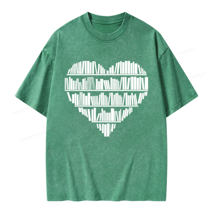 Pagewings Book Lover Valentine's Day Unisex Washed T-shirt