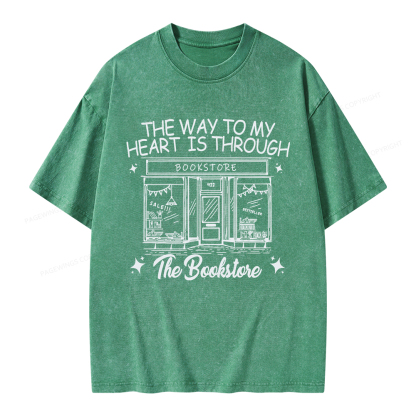 Pagewings The Way To My Heart Is Through The Bookstore Unisex Washed T-shirt