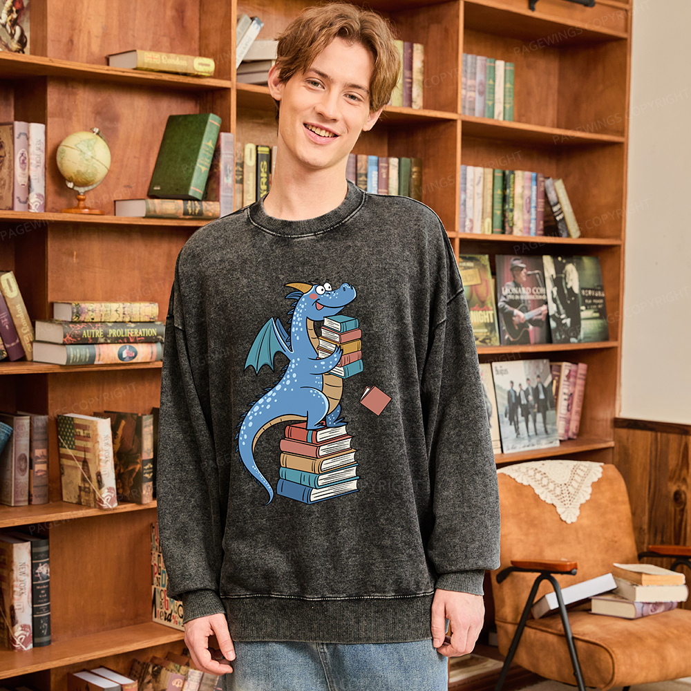 Pagewings Book Dinosaurs Unisex Washed Sweatshirt