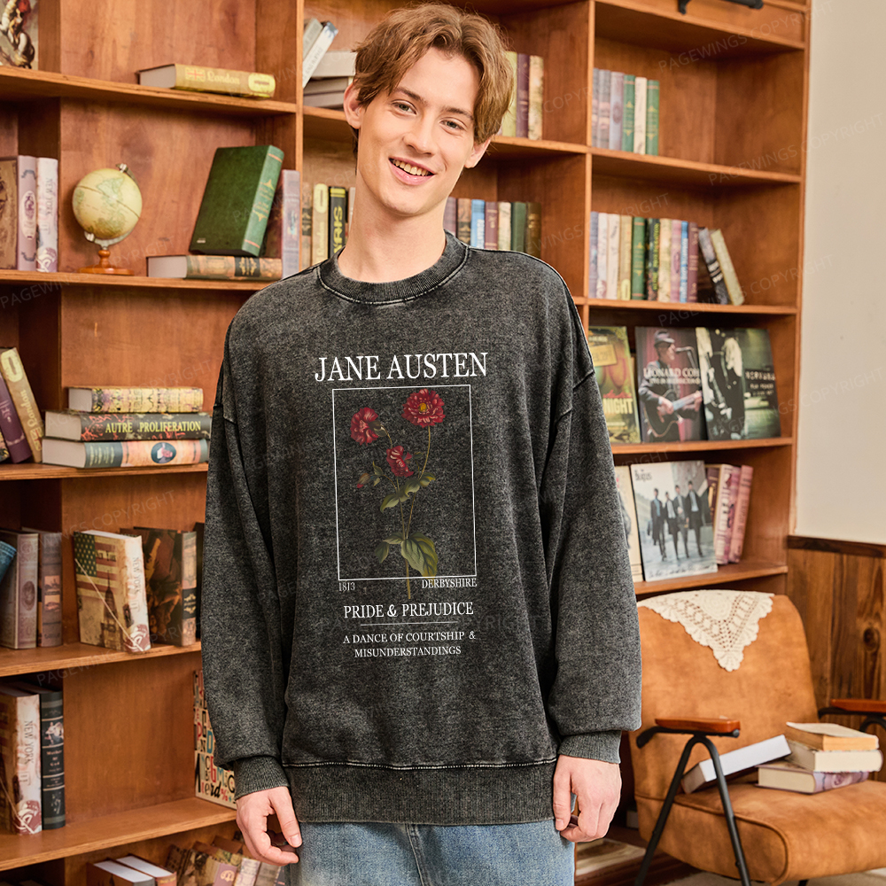 Pagewings Literary Floral Unisex Washed Sweatshirt
