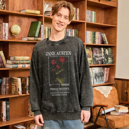 Pagewings Literary Floral Unisex Washed Sweatshirt