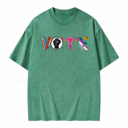 Pagewings VOTE Banned Books T-Shirt Unisex Washed T-shirt