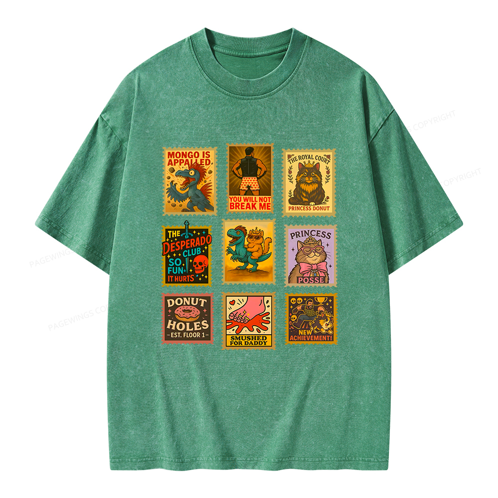 Pagewings Vintage Stamp Unisex Washed T-shirt