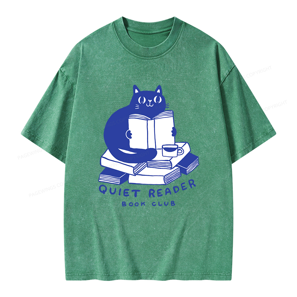 Pagewings Quiet Reader Book Club  Unisex Washed T-shirt