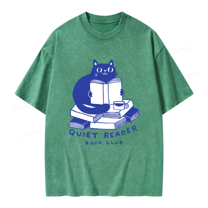 Pagewings Quiet Reader Book Club  Unisex Washed T-shirt
