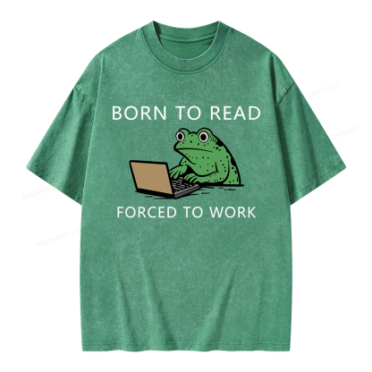 Pagewings Born to Read Forced to Work Unisex Washed T-shirt