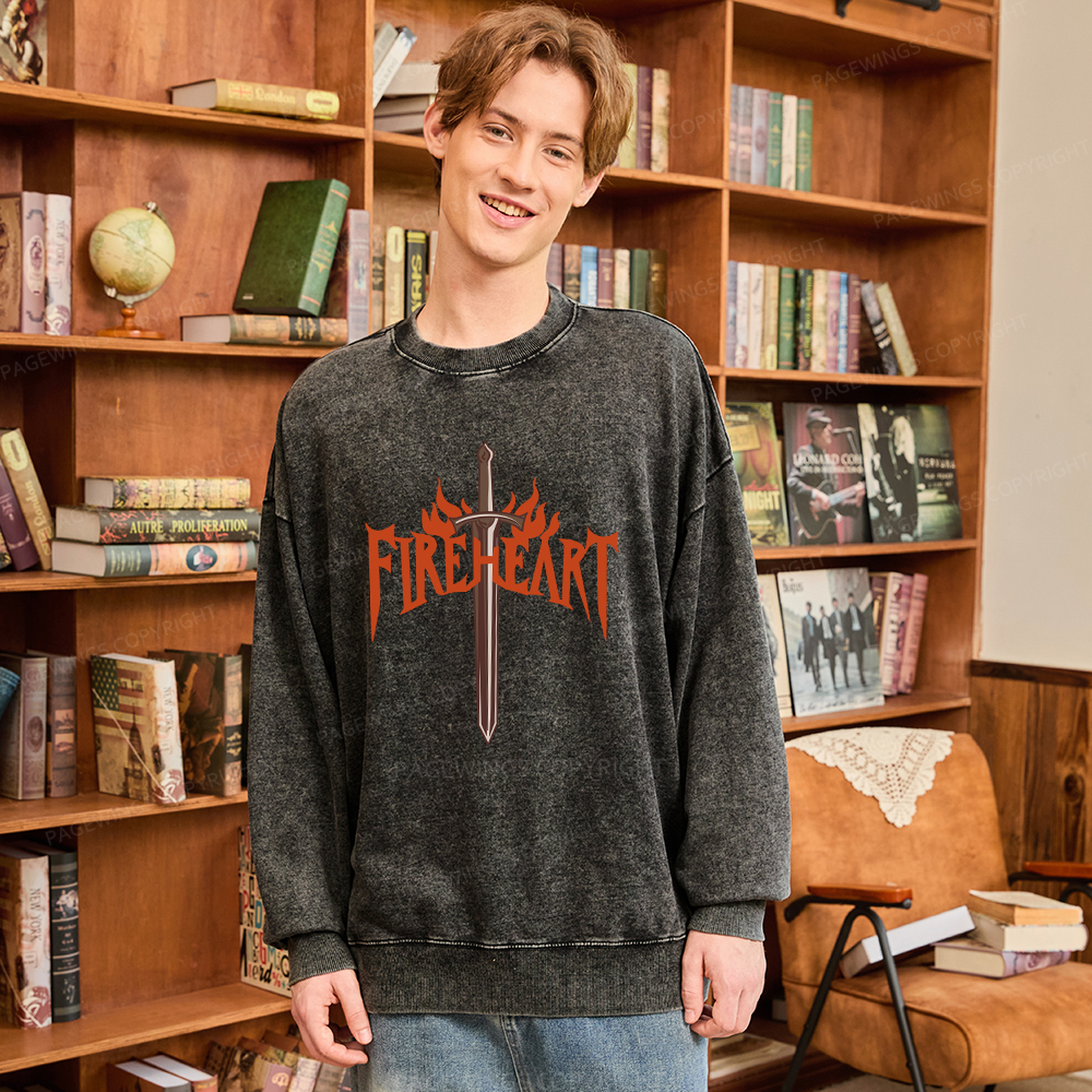 Pagewings Fireheart Unisex Washed Sweatshirt