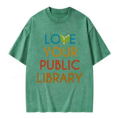 Pagewings Love Your Public Library Unisex Washed T-shirt
