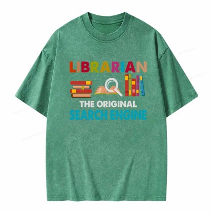 Pagewings Librarian Tees The Original Search Engine Book Unisex Washed T-shirt