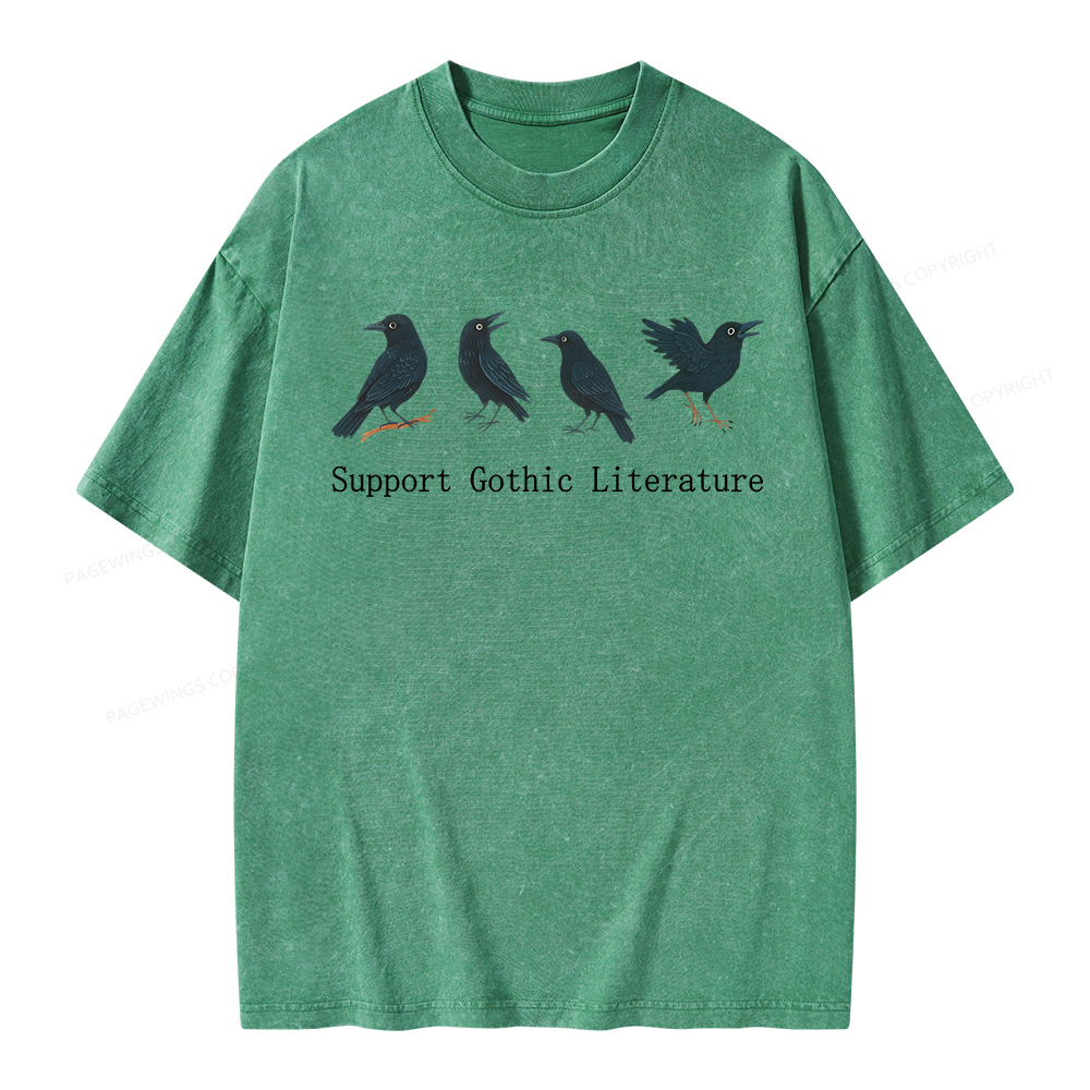 Pagewings Support Gothic Literature Unisex Washed T-shirt