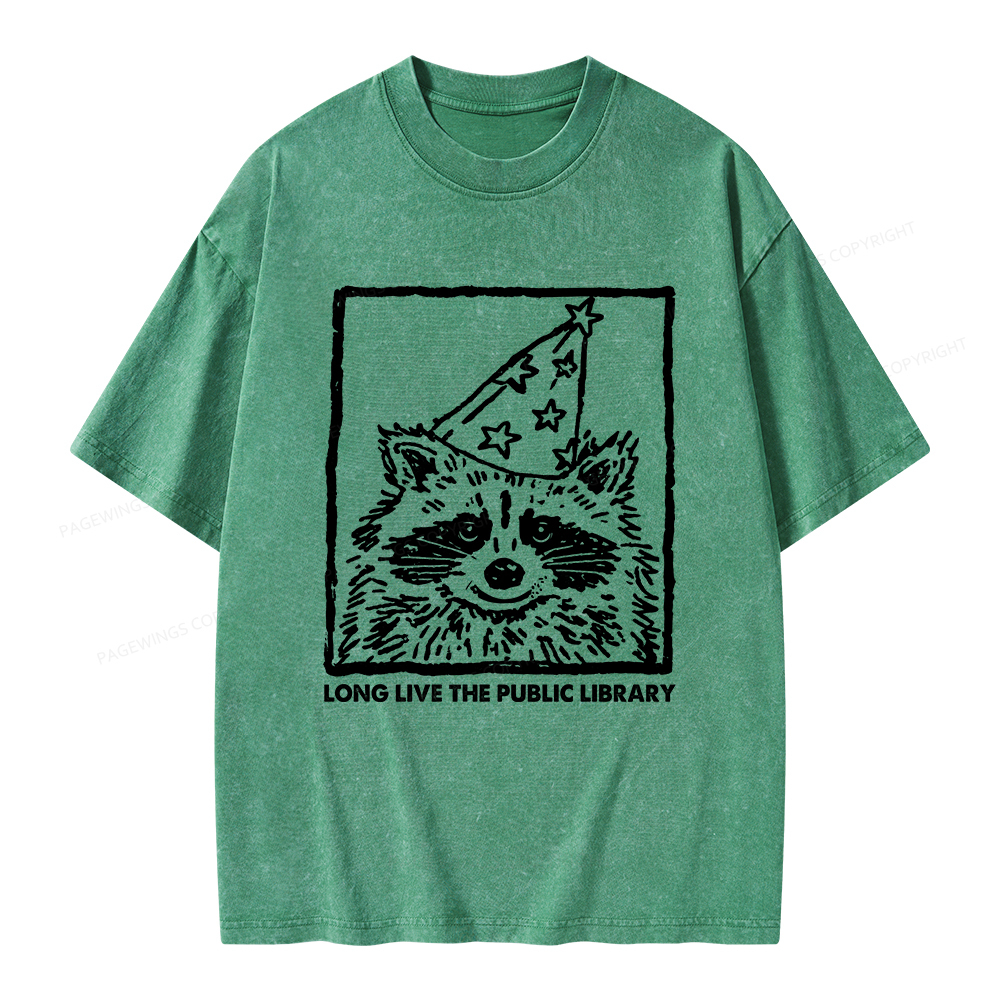 Pagewings Long Live The Public Library Unisex Washed T-shirt