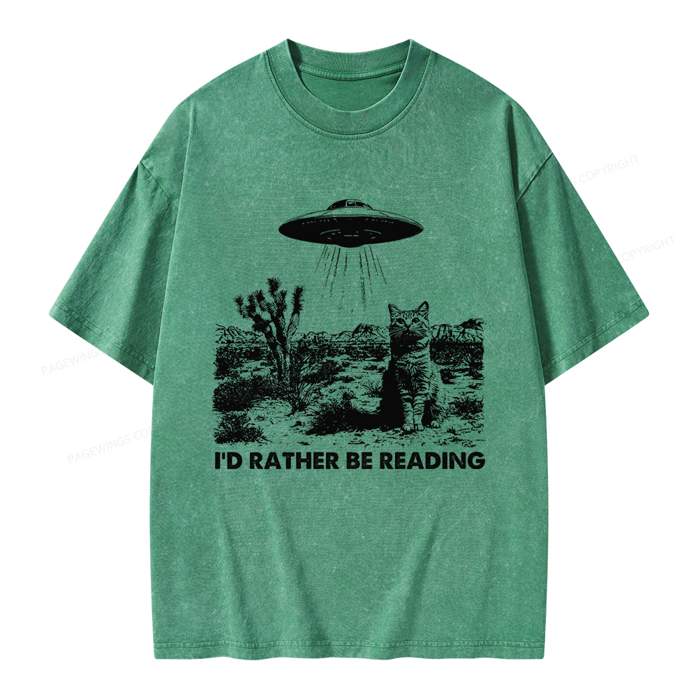 Pagewings I'd Rather Be Reading Unisex Washed T-shirt