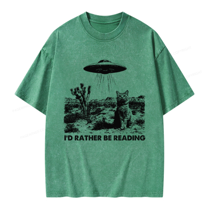 Pagewings I'd Rather Be Reading Unisex Washed T-shirt