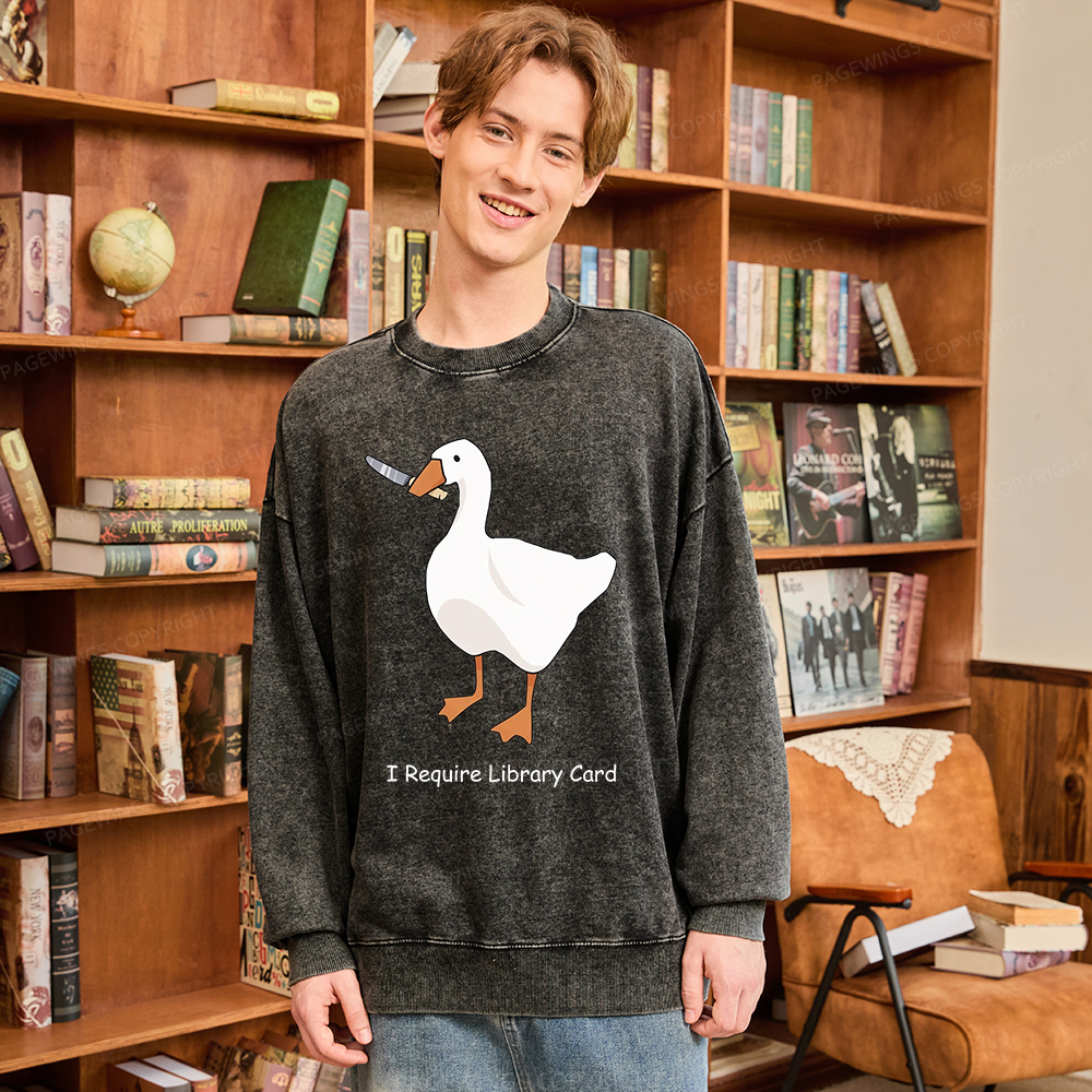 Pagewings I Require Library Card Unisex Washed Sweatshirt