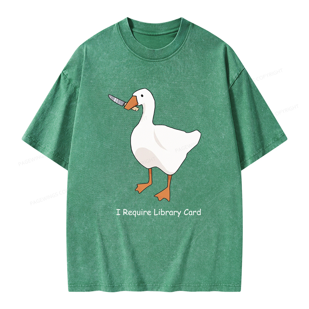 Pagewings I Require Library Card Unisex Washed T-shirt