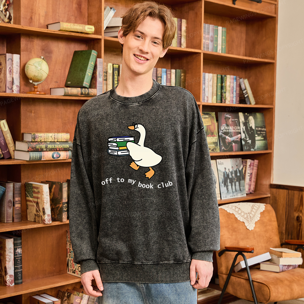 Pagewings Goose Book Club Unisex Washed Sweatshirt