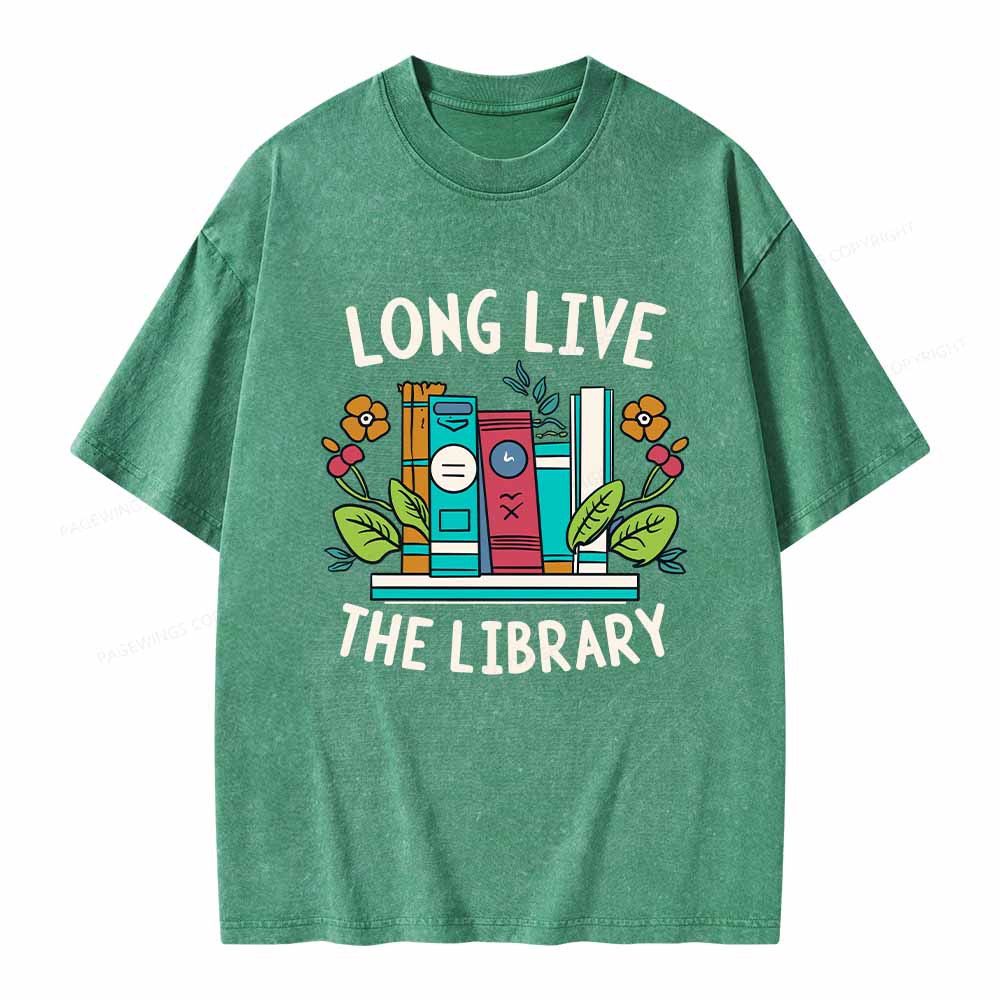 Pagewings Long Live The Library Unisex Washed T-shirt