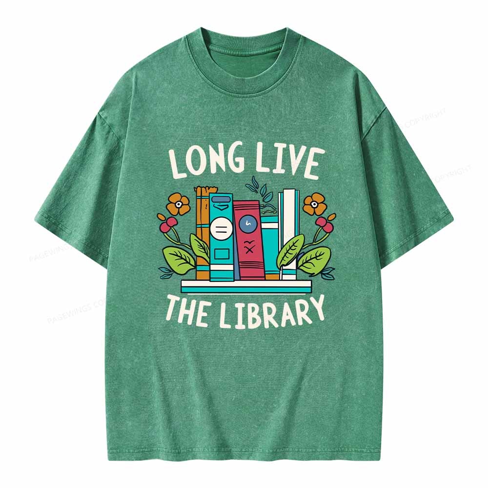 Pagewings Long Live The Library Unisex Washed T-shirt