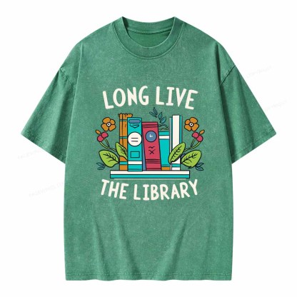 Pagewings Long Live The Library Unisex Washed T-shirt