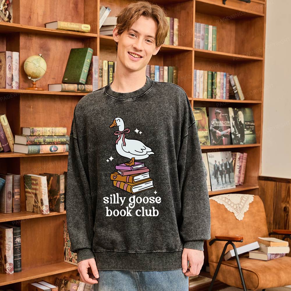 Pagewings Silly Goose Book Club Unisex Washed Sweatshirt