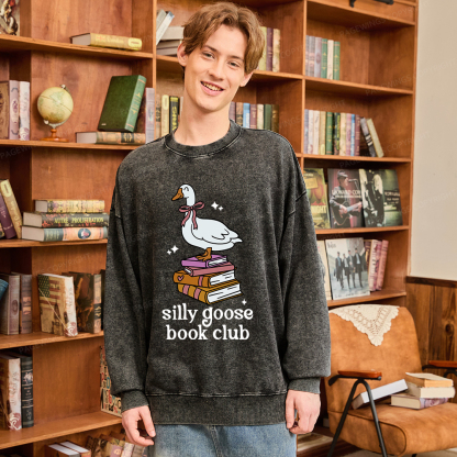 Pagewings Silly Goose Book Club Unisex Washed Sweatshirt