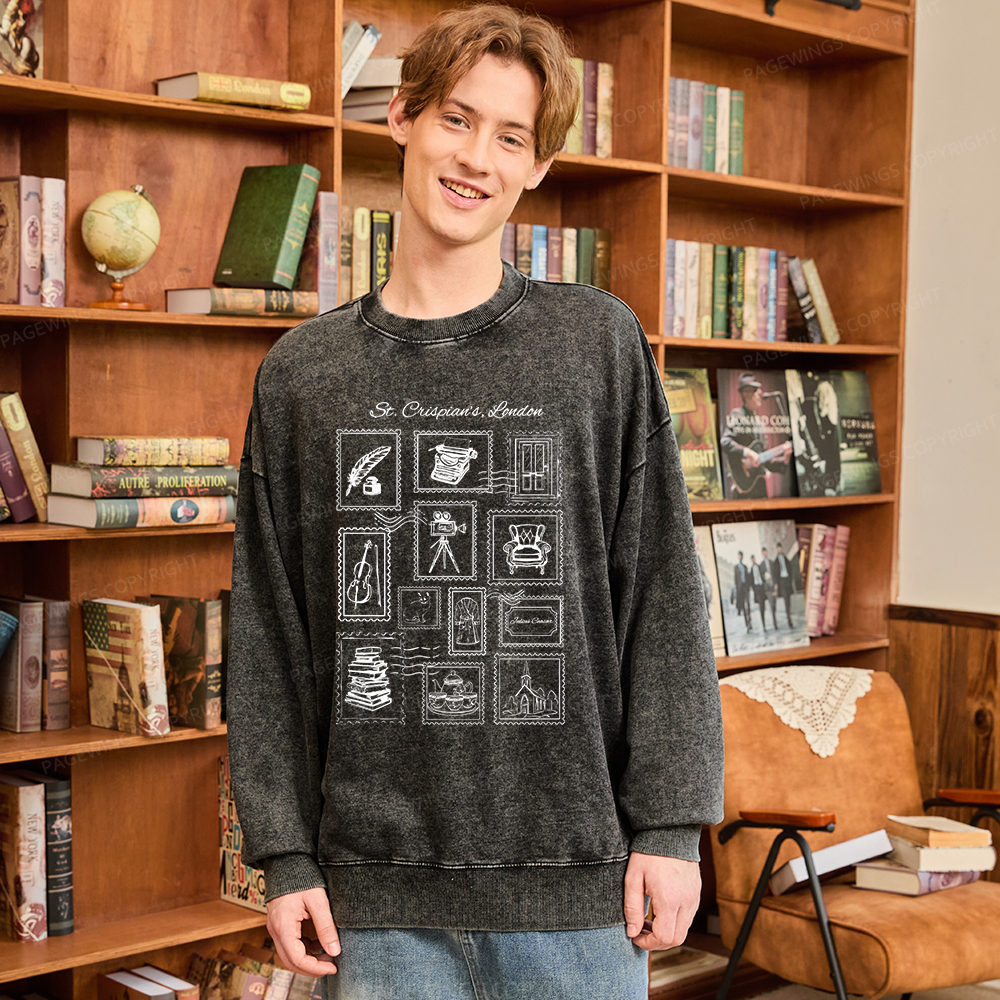 Pagewings Crispian's Stamp Unisex Washed Sweatshirt