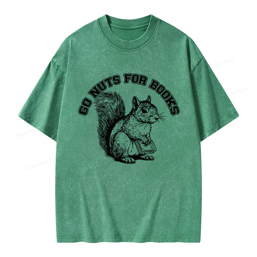 Pagewings Go Nuts For Books Unisex Washed T-shirt